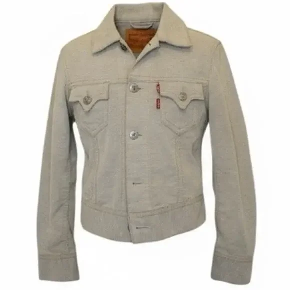 Vintage Levi’s Type I Iconic Corduroy Trucker Jacket Women’s Small Mushroom Gray - Picture 2 of 6
